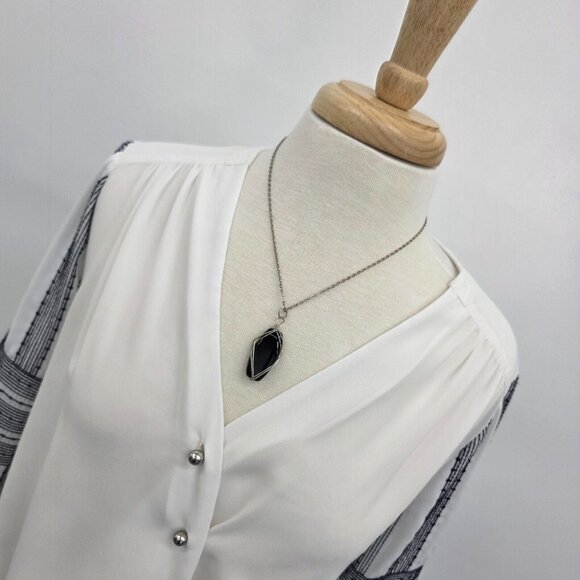 Etcetera Womens Long Sleeve Boho Surplice Blouse Top White Size 10 Button Front - Picture 5 of 14